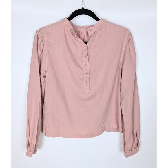 Cloth & Stone Anthropologie Top Womens XS Pink Linen 1/2 Button Up Long Sleeves - Picture 1 of 8